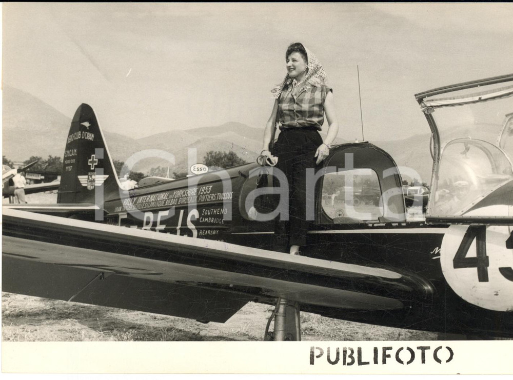 1953 PALERMO Giro Aereo di Sicilia - Pilota donna francese alla partenza *Foto