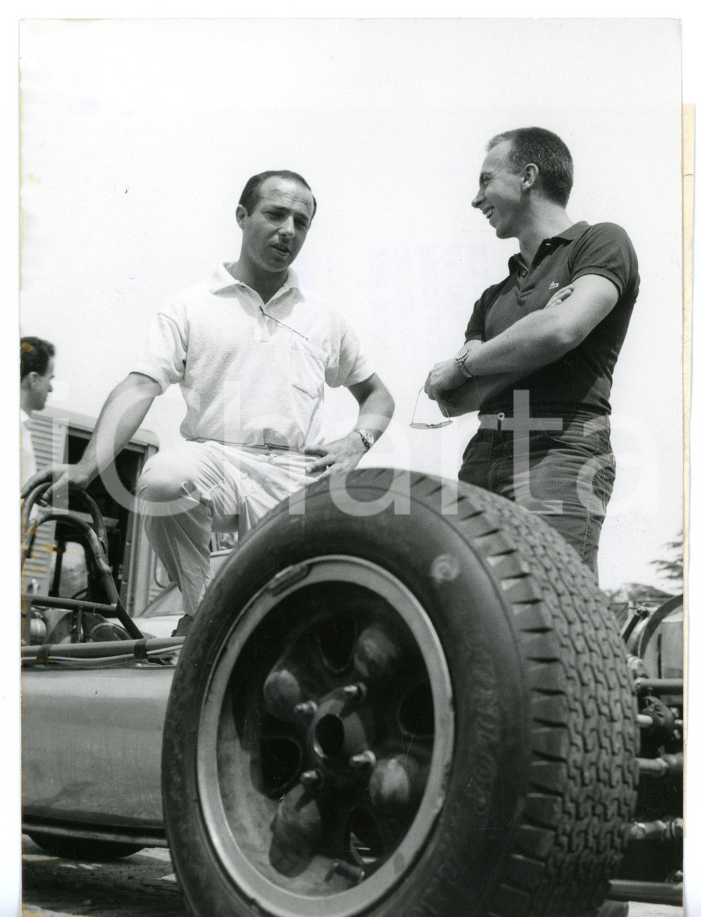 1966 AUTODROMO DI MONZA Oscar "Cacho" FANGIO con Antonio ASCARI *Foto 13x18 cm