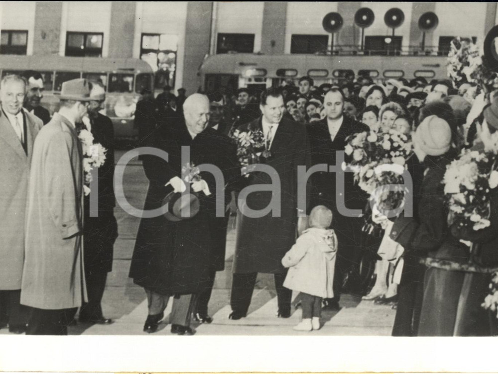 1960 MOSCA URSS Nikita KRUSCEV accolto al rientro da New York *Foto 18x13