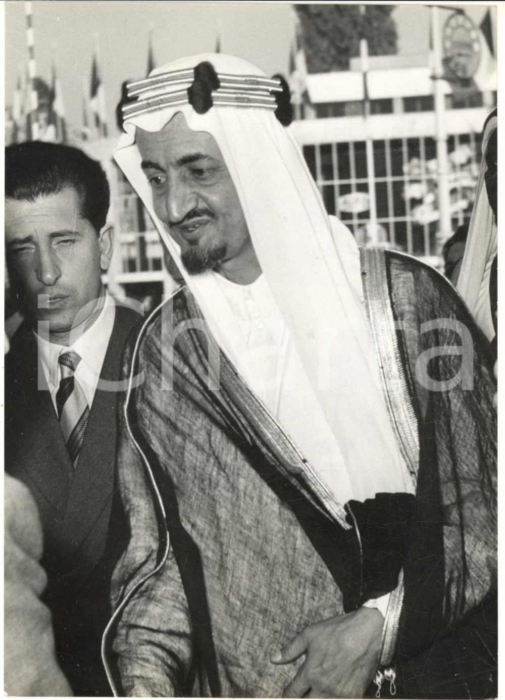1957 s. l. ma ITALIA Emiro FAISAL dell'Arabia Saudita al suo arrivo *Foto 13x18