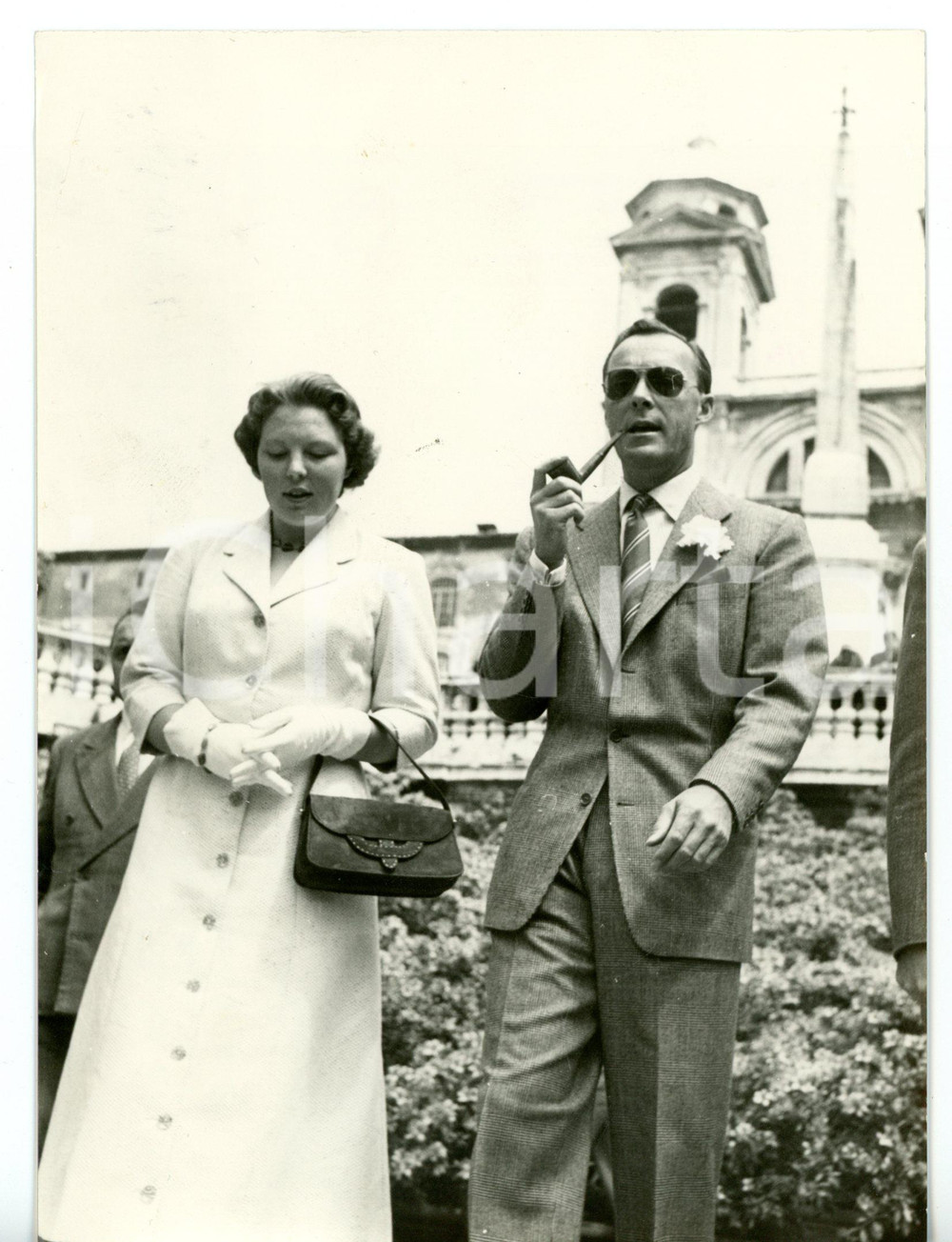 1957 ROMA Bernardo d'OLANDA con la figlia Beatrice in villeggiatura *Foto 13x18