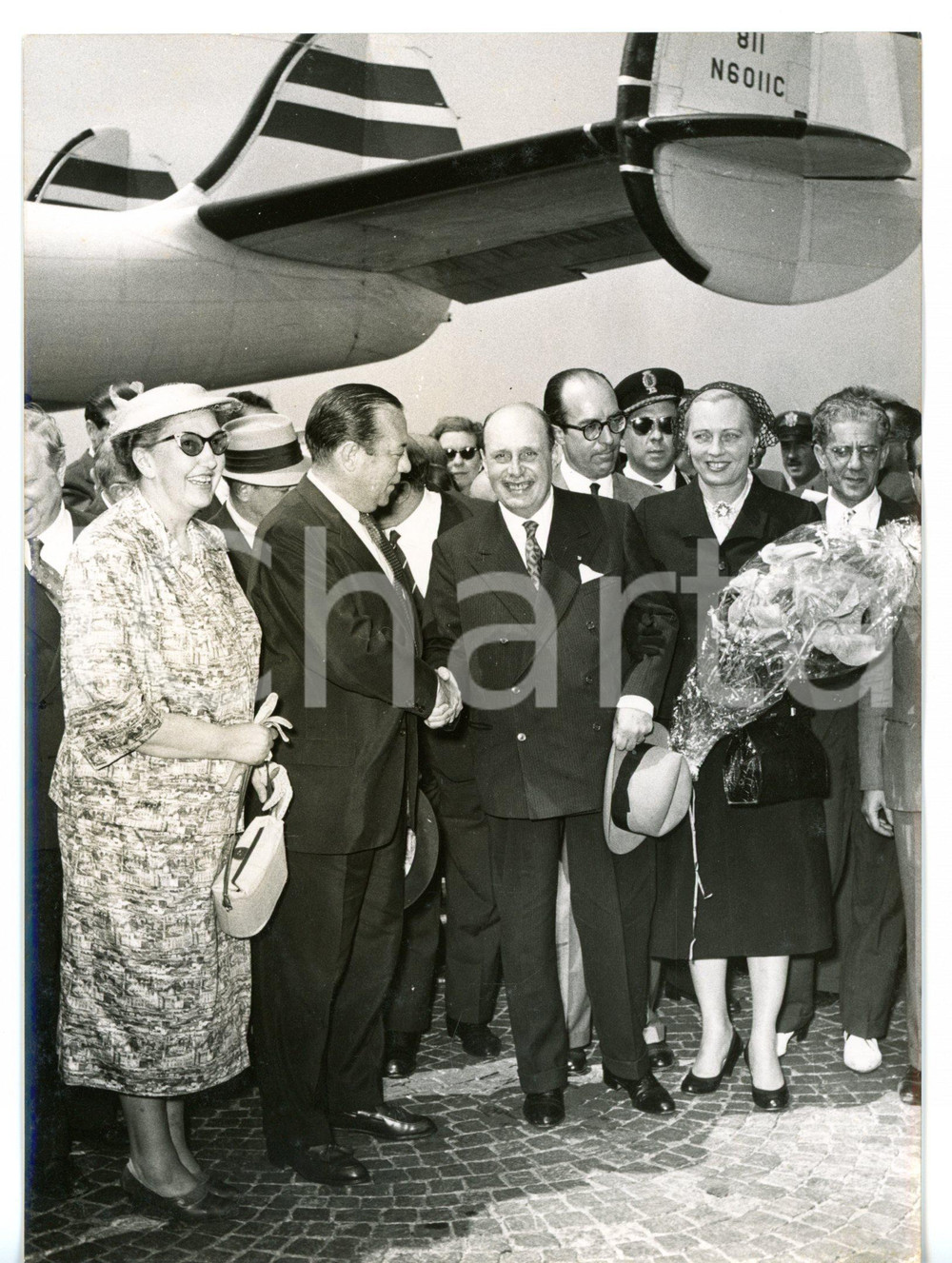 1955 ROMA Sindaco di NEW YORK Robert F. WAGNER accolto da Salvatore REBECCHINI