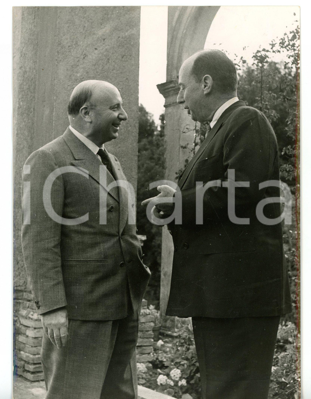 1955 ROMA Villa Madama - Mario SCELBA riceve Adlai STEVENSON II *Foto 13x18 cm