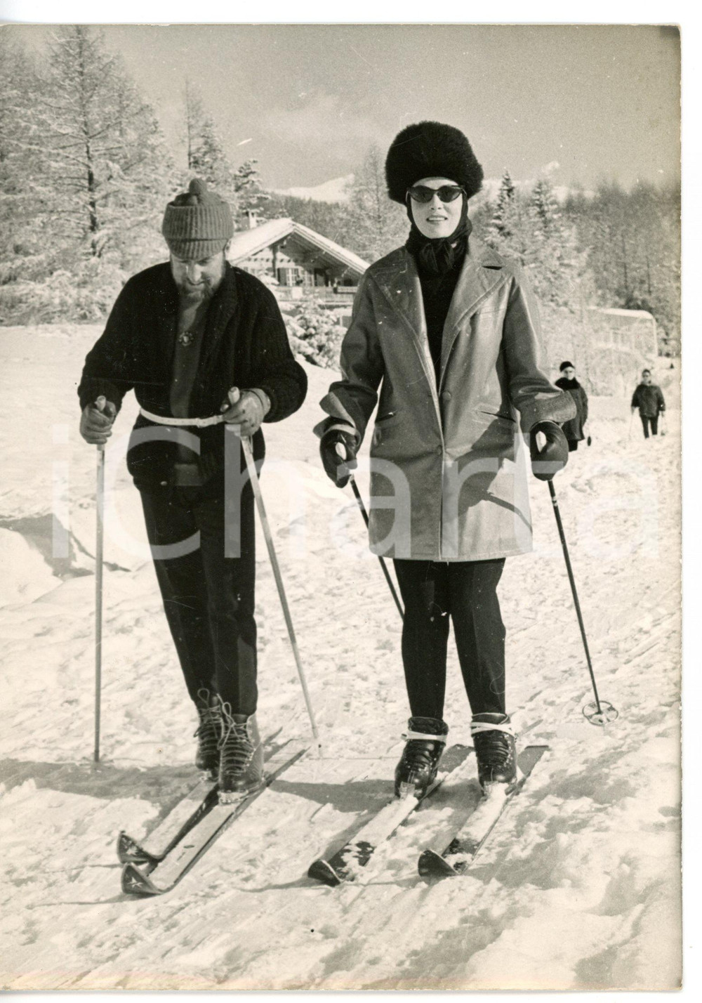 1963 CRANS-MONTANA (CH) Gina LOLLOBRIGIDA a lezione di sci *Foto 13x18 cm