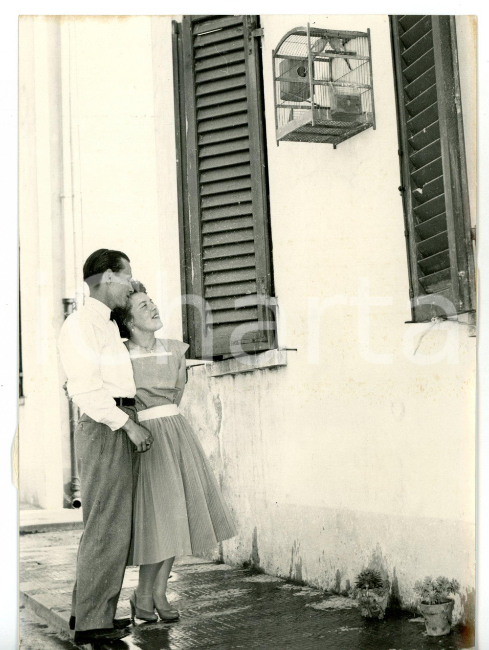 1958 PONTEDERA Soldato Giulio COMPARINI con la moglie Shirley HOLMES *Foto 13x18