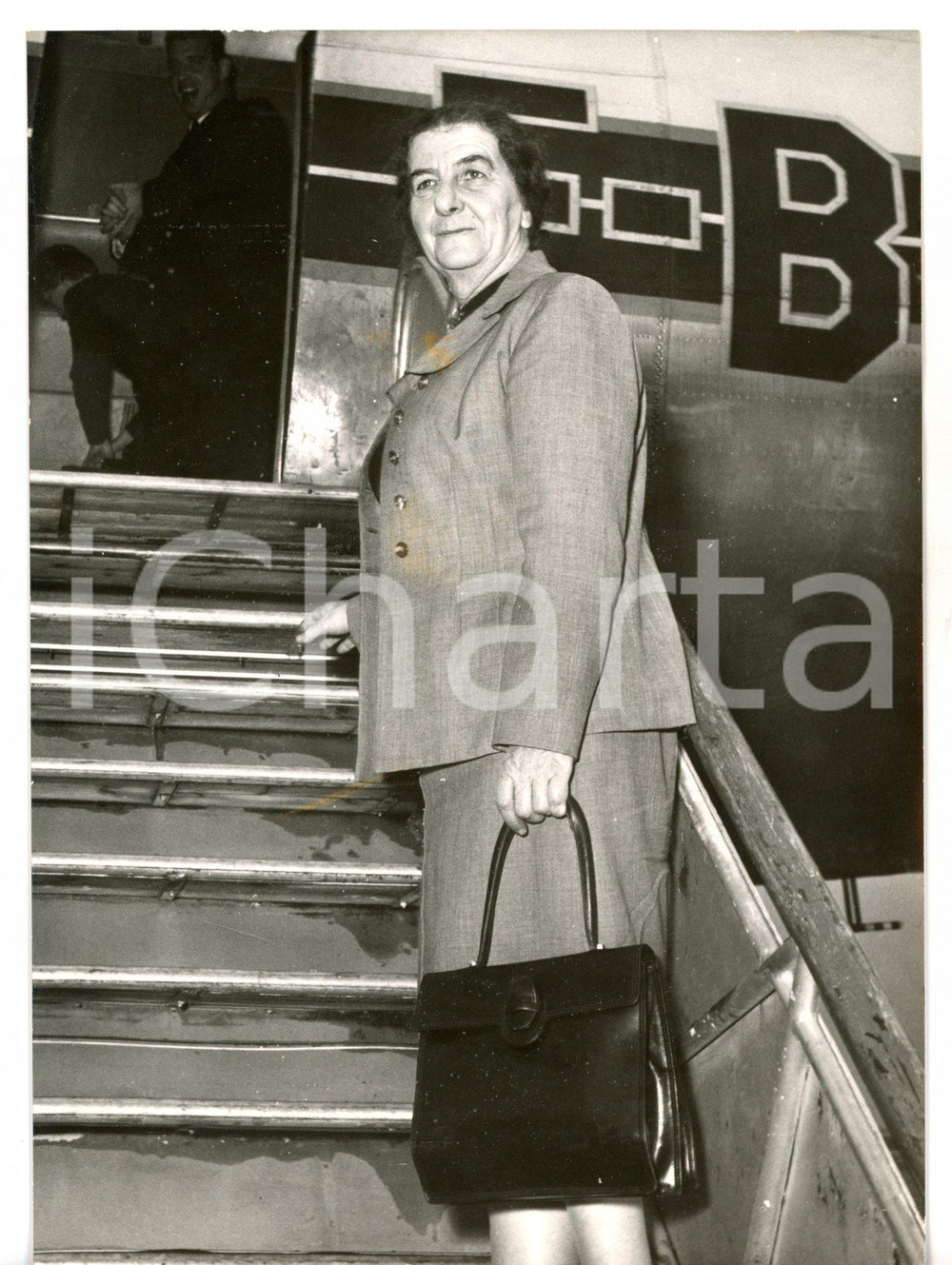 1956 ROMA Golda MEIR ministro degli Esteri d'ISRAELE in partenza per NEW YORK