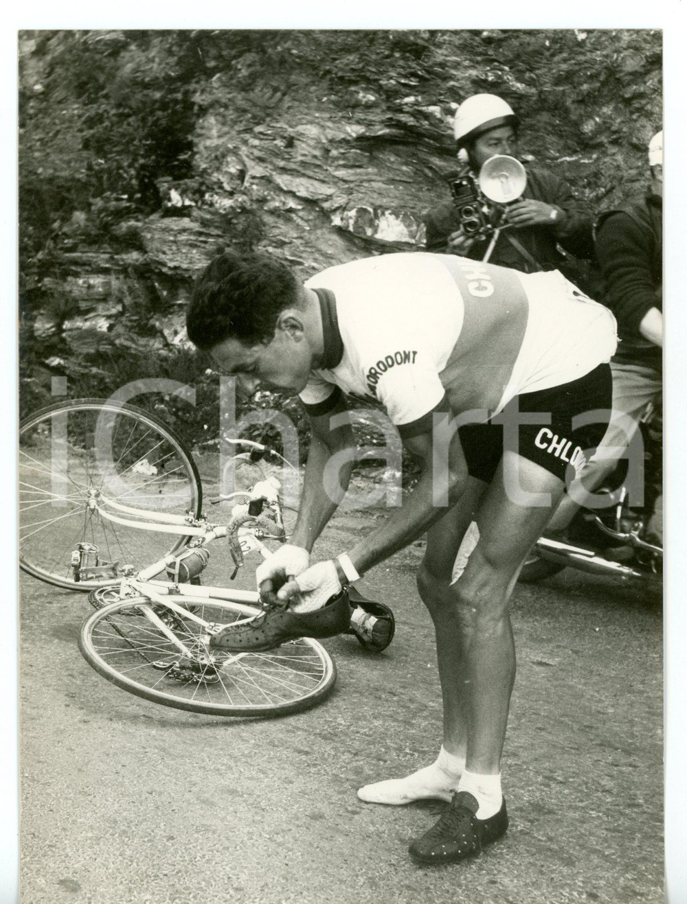 1957 FORTE DEI MARMI / GENOVA - CICLISMO GIRO D'ITALIA Caduta di Aldo MOSER