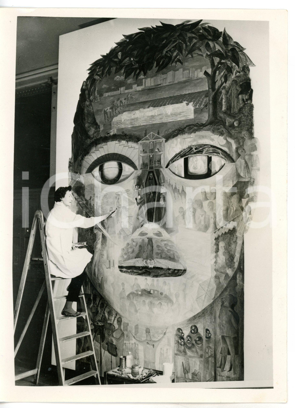 1961 TORINO LABOUR EXHIBITION "Man at work" - Barbara JONES painting a mural
