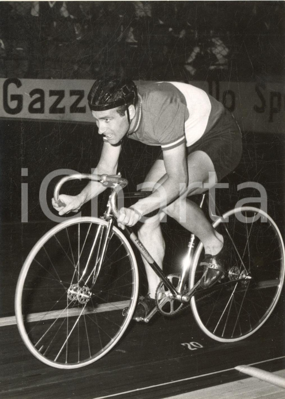 1955 CICLISMO MILANO Mondiali su pista - Guido MESSINA in corsa *Foto 13x18 cm