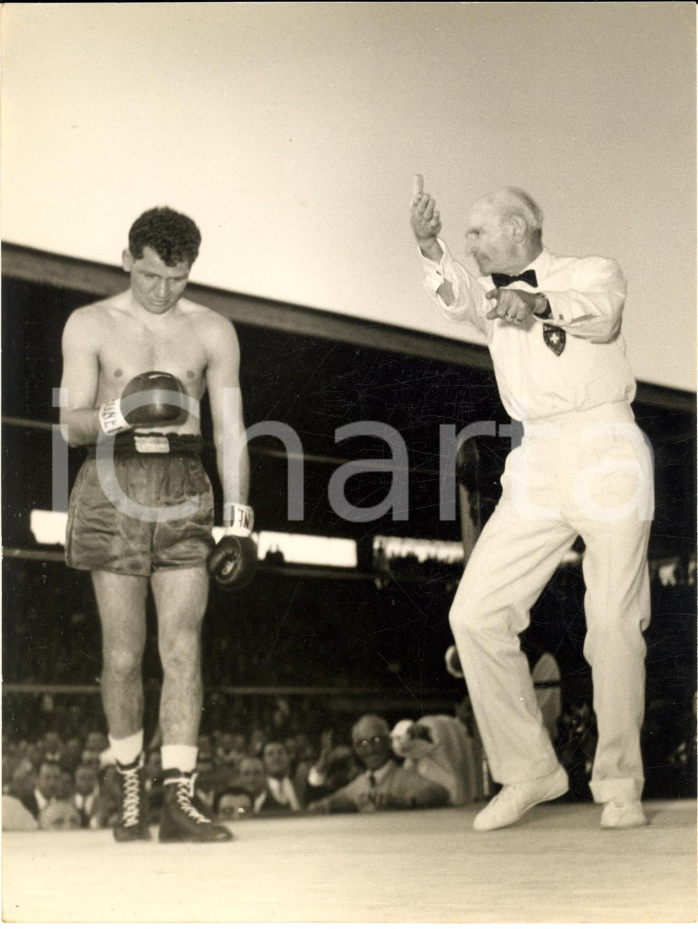 1959 MILANO BOXE ITALIA  Emilio MARCONI sconfitto da Duilio LOI - Foto 18x24