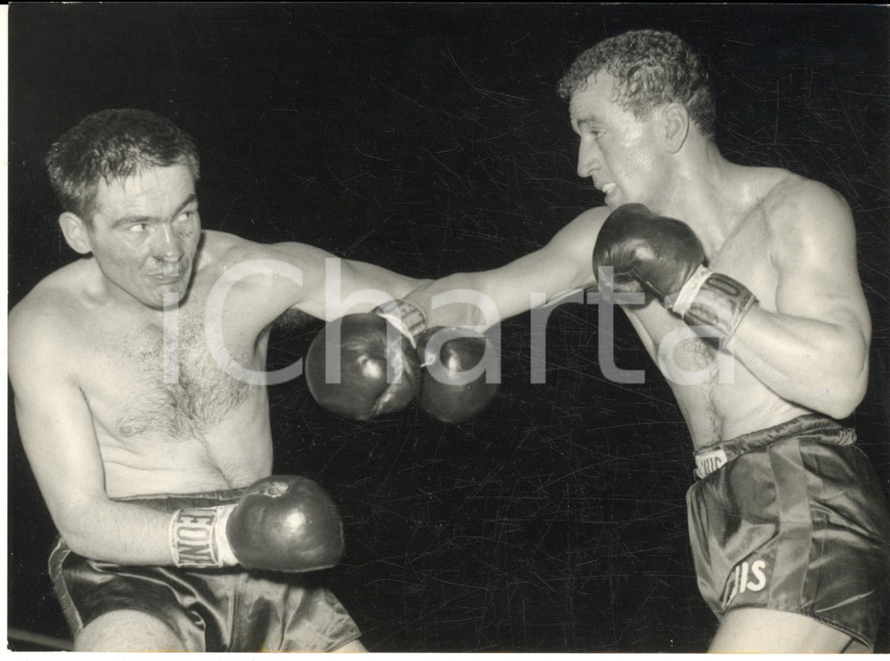 1962 MILANO BOXE Sandro LOPOPOLO batte Bernard MOREAU - Foto 18x13 cm