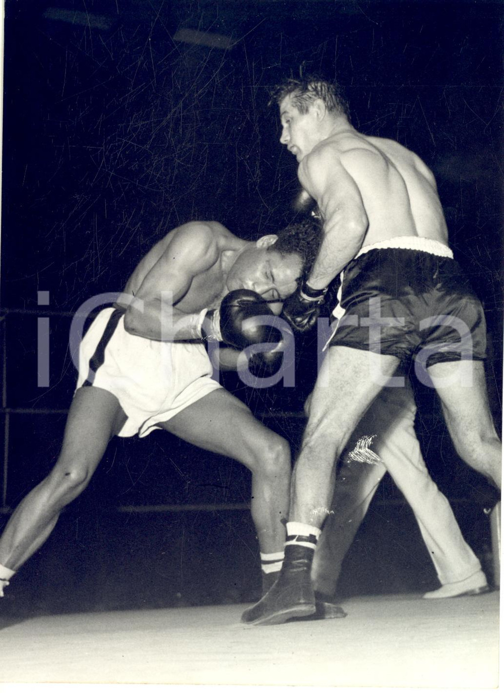 1955 MILANO BOXE Incontro Tiberio MITRI - Jimmy LIGGETT - Foto 13x18 cm