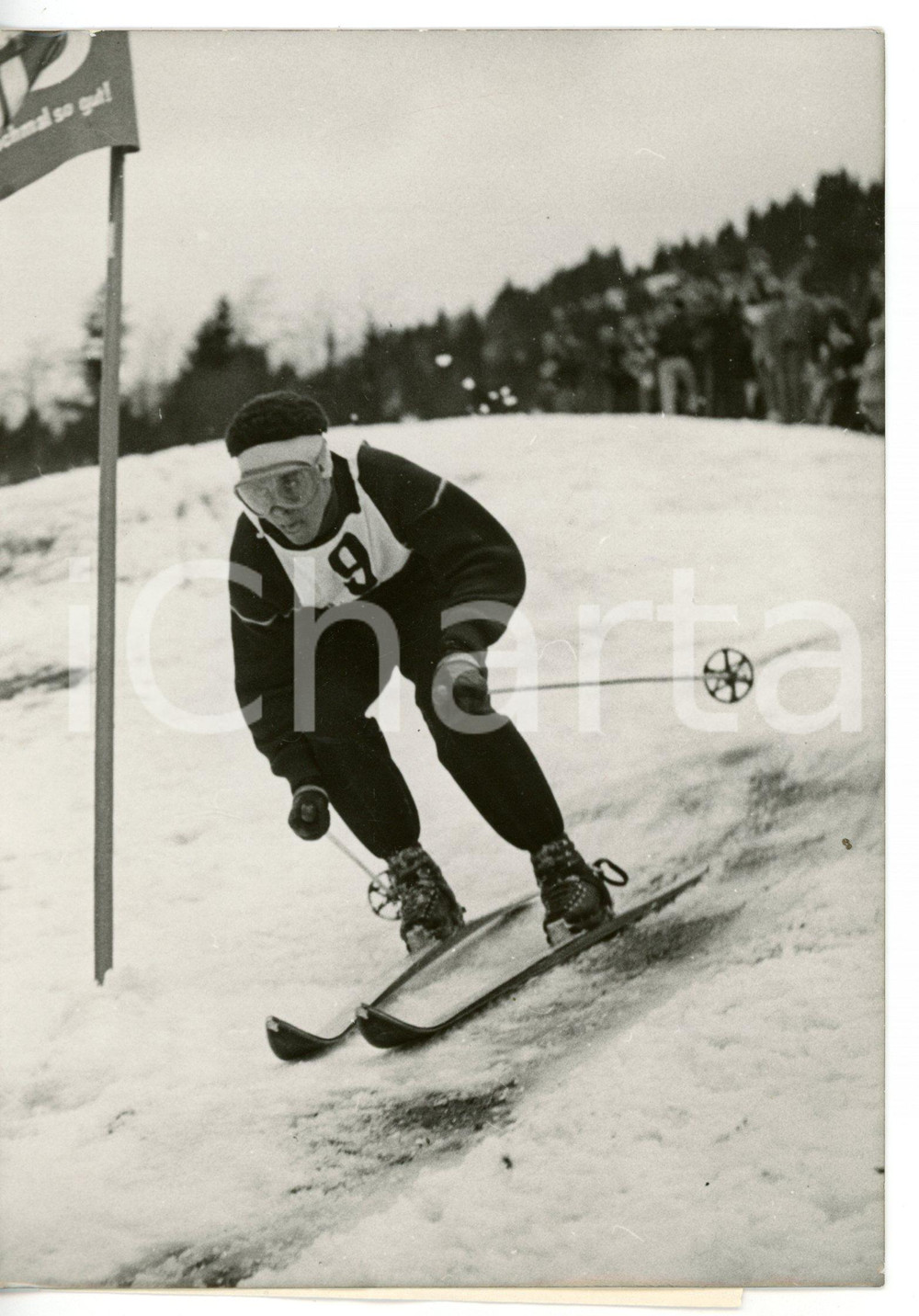 1960 OLIMPIADI SQUAW VALLEY Sciatore François BONLIEU sulla pista di gara *Foto