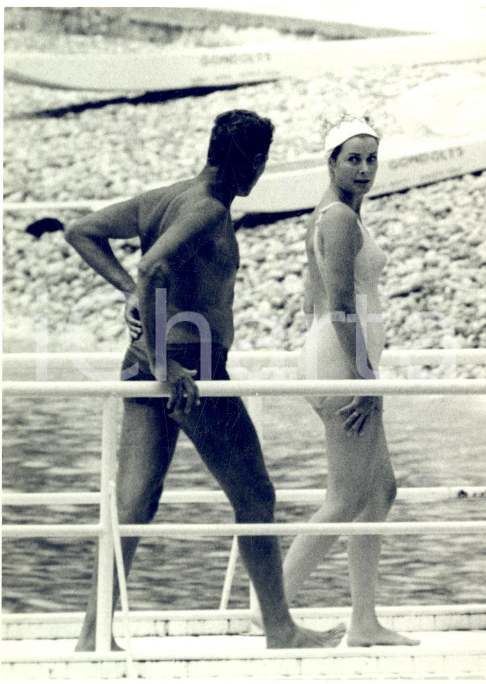 1968 MONTECARLO Grace di Monaco al "Palm Beach" per una nuotata - Foto 13x18 cm