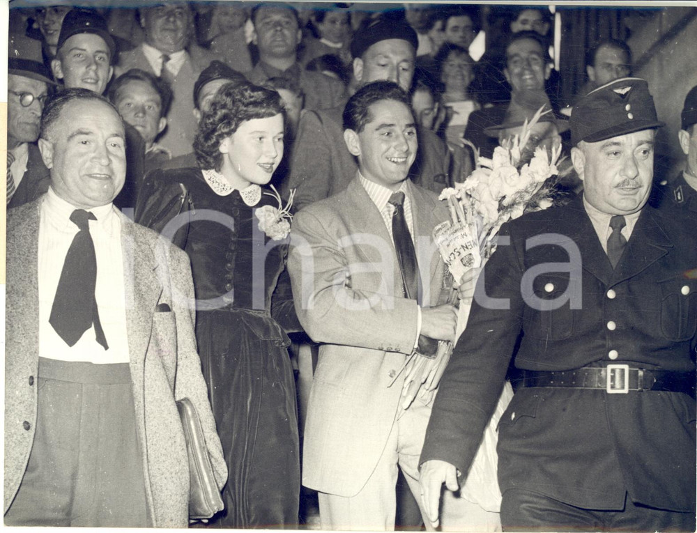 1953 AUGSBURG MOTOCICLISMO Festa per Hans WERNER al rientro da Monza *Foto 20x15