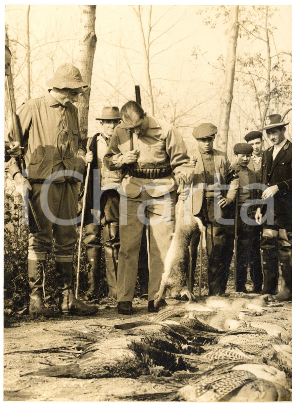 1957 ZERBAGLIA / LODI Fausto COPPI batte Gino BARTALI a caccia *Foto 13x18 cm