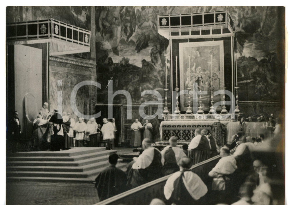 1956 VATICANO Papa PIO XII durante la Messa in suffragio di PIO XI *Foto 