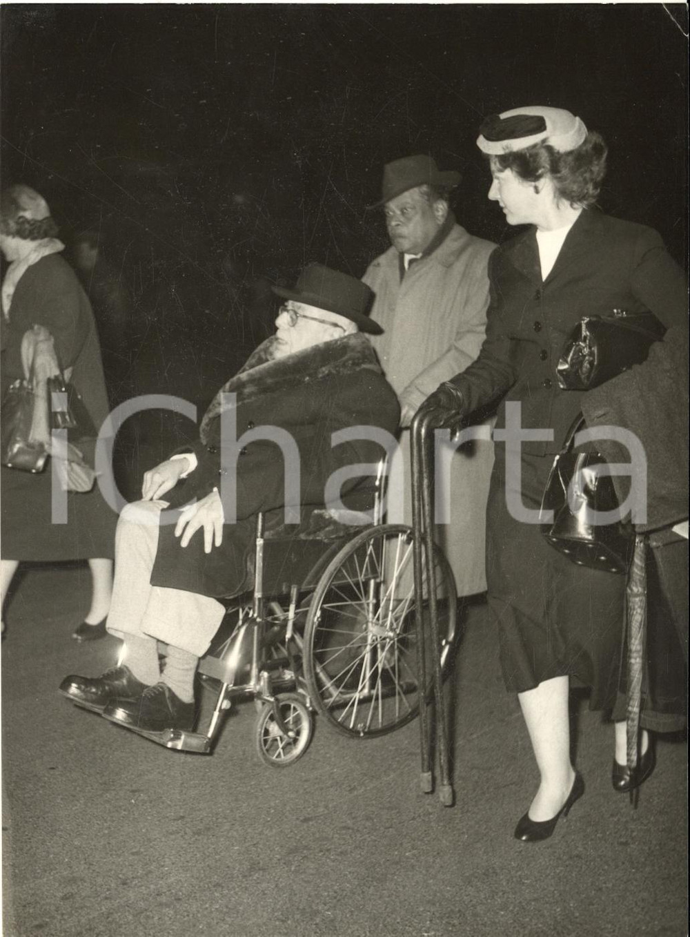 1957 ROMA Arrivo AGA KHAN III con la moglie Yvette LABROUSSE *Foto 13x18 cm