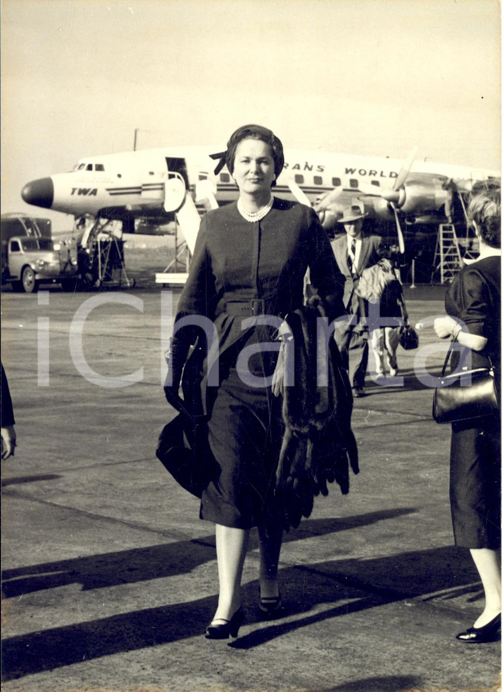 1957 ROMA CIAMPINO Arrivo della Begum Om Habibeh AGA KHAN - Foto 13x18 cm