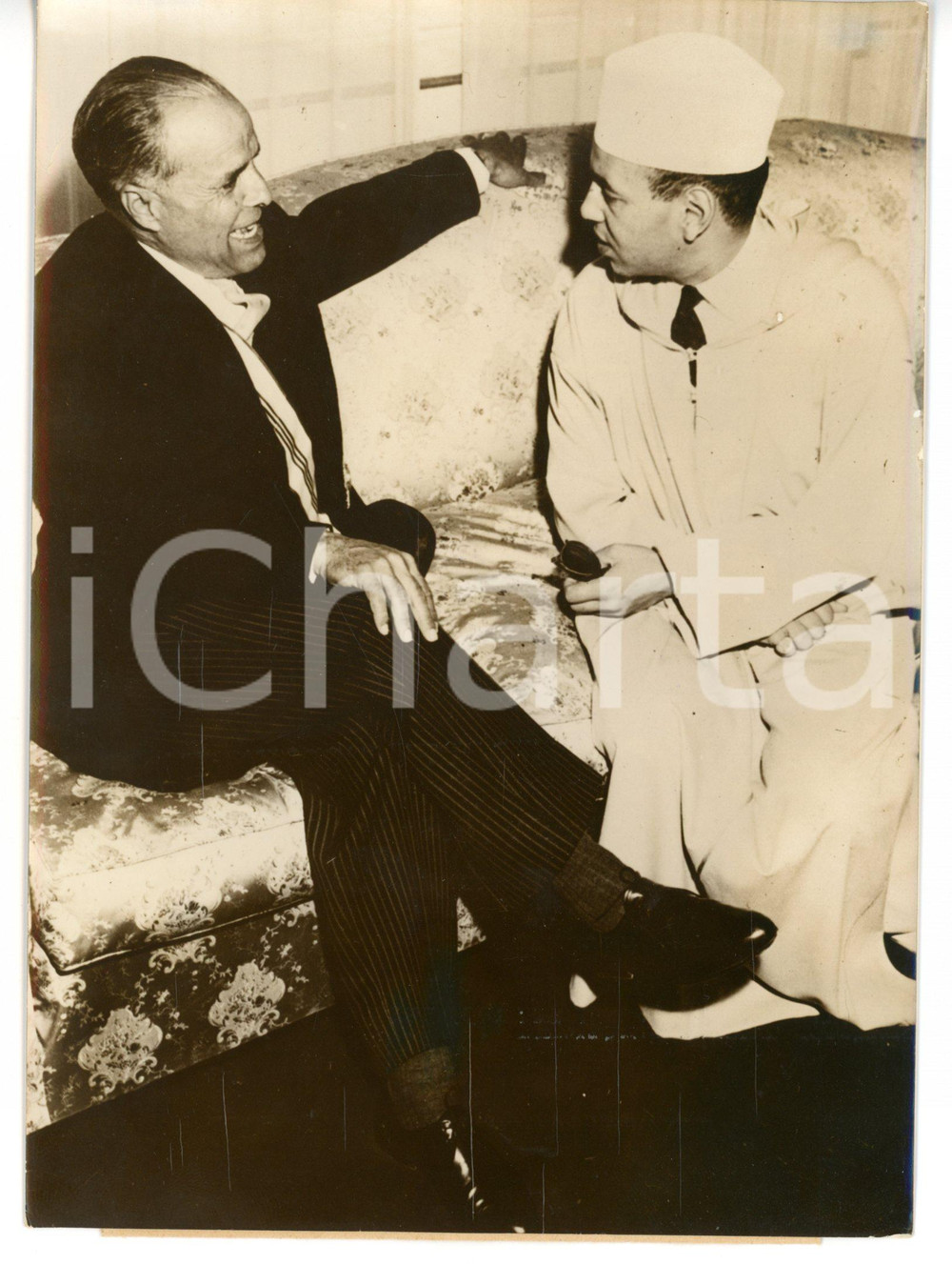 1959 TUNISIA Habib BOURGUIBA riceve il principe Moulay HASSAN *Foto 13x18 cm