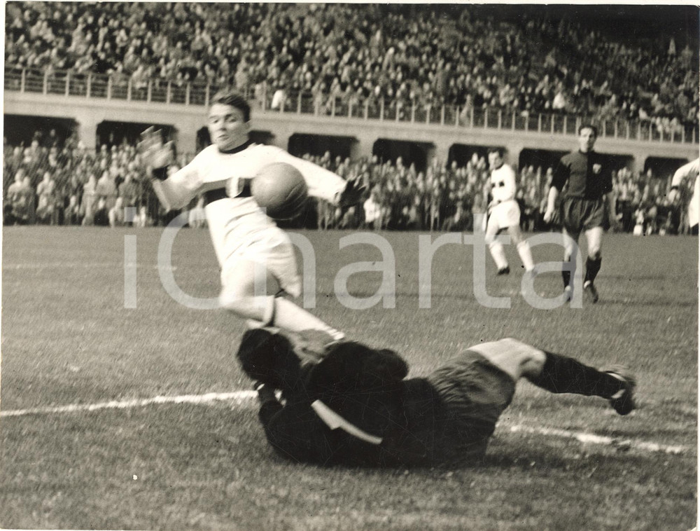1959 CALCIO SERIE A MILAN-GENOA Uscita di Lorenzo BUFFON *Foto 24x18 cm