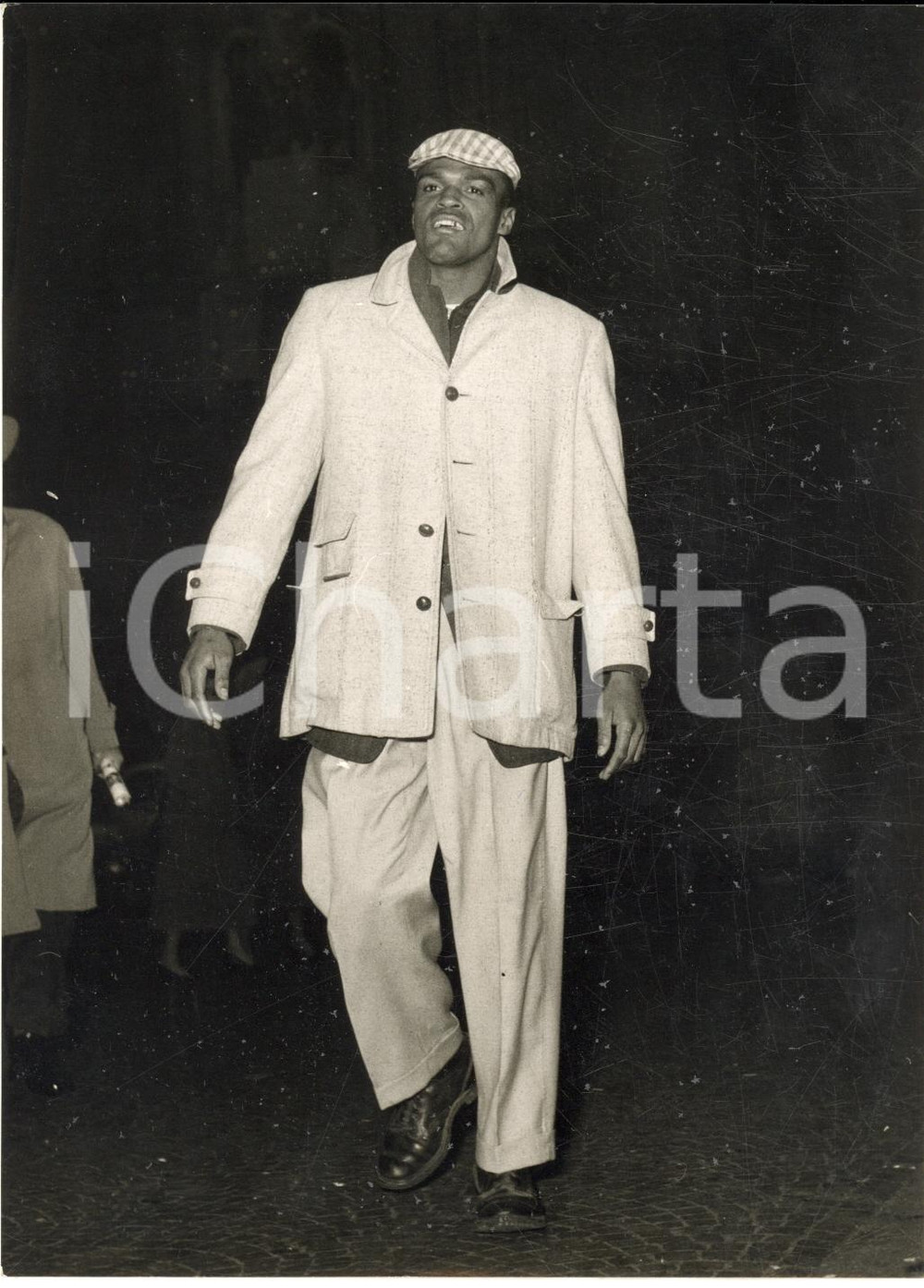 1957 MILANO BOXE Arrivo del pugile Charles TOMBSTONE SMITH - Foto 13x18 cm