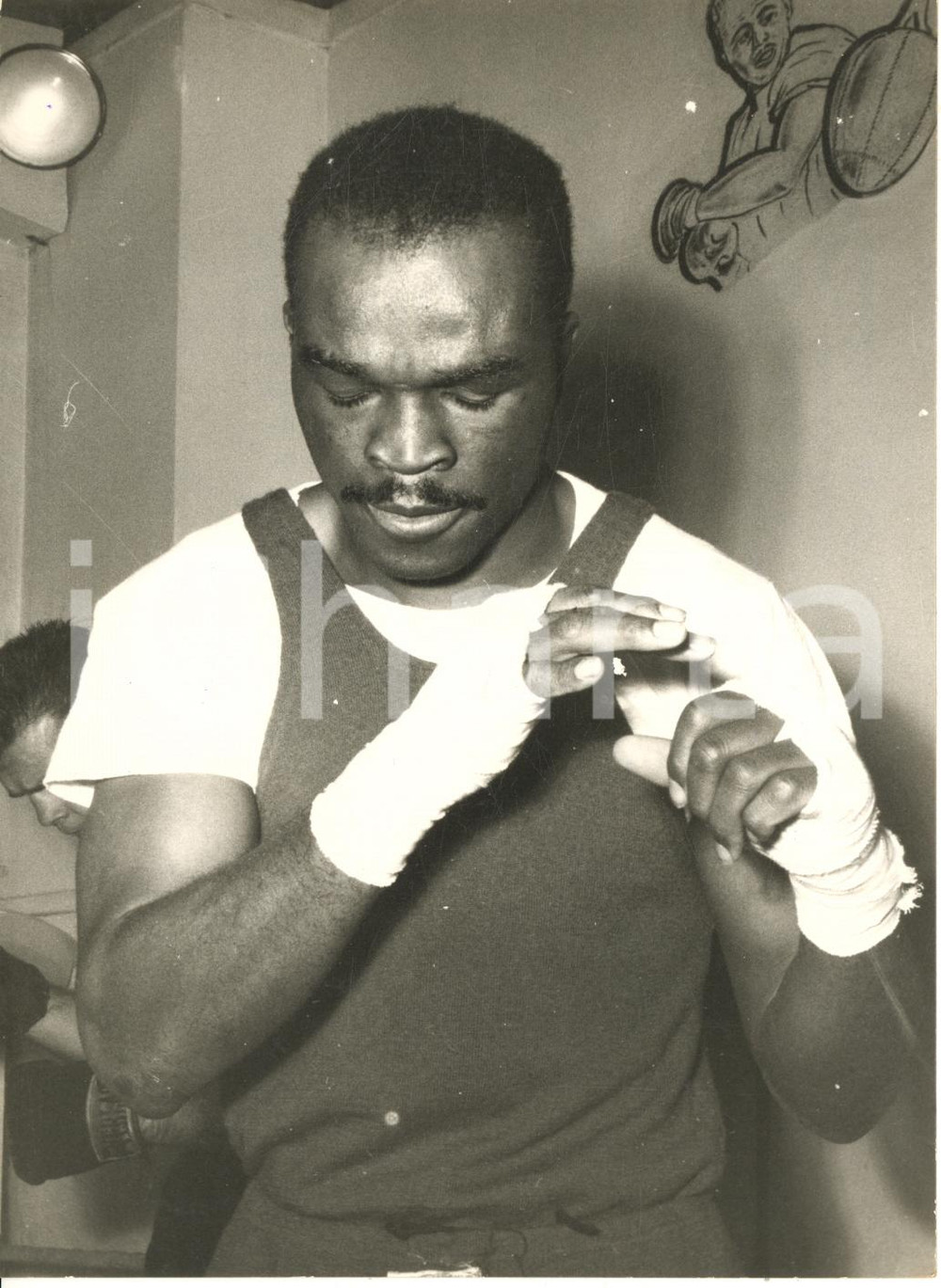 1958 MILANO BOXE Wallace Bud SMITH si allena per incontro con Duilio LOI - Foto