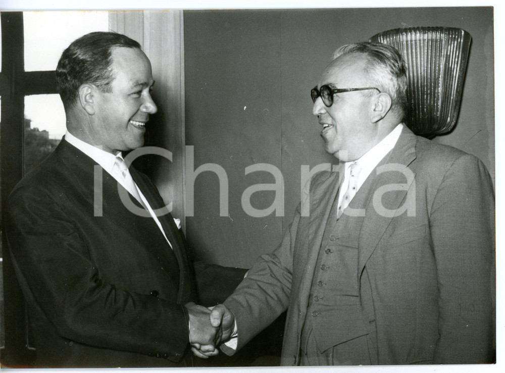 1957 ROMA Silvio GAVA riceve ministro francese Édouard RAMONET - Foto 18x13 cm