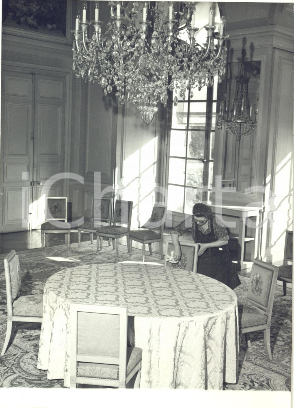 1959 CHATEAU DE RAMBOUILLET Preparativi salone per arrivo Dwight EISENHOWER Foto