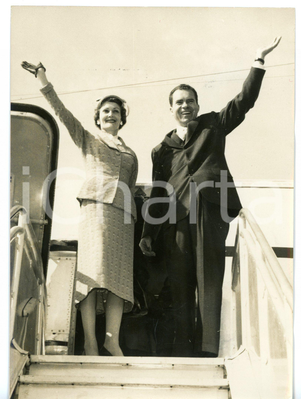 1957 ROMA Richard NIXON con la moglie Thelma Catherine "Pat" RYAN *Foto 13x18 cm