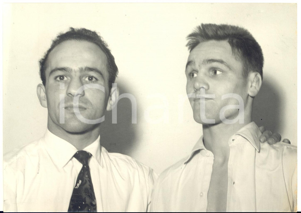 1955 MILANO BOXE Pesi Gallo - Mario D'AGATA e André VALIGNAT al peso *Foto