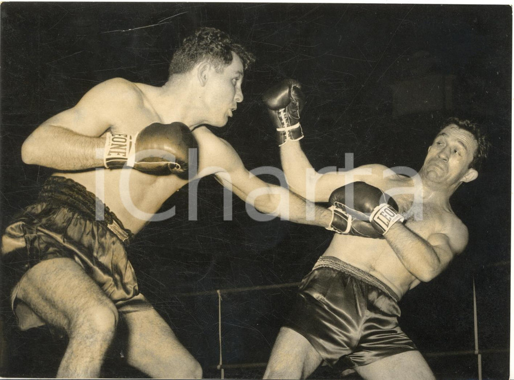 1958 BOXE MILANO Pesi Welter - Emilio MARCONI vs Jacques HERBILLON - Foto 18x13