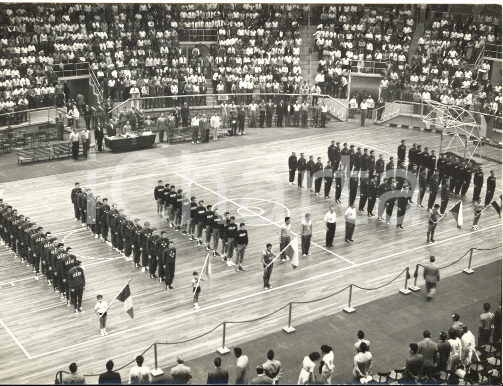 1956 BOLOGNA BASKET IV Trofeo MAIRANO - Le squadre schierate - Foto 18x13 cm