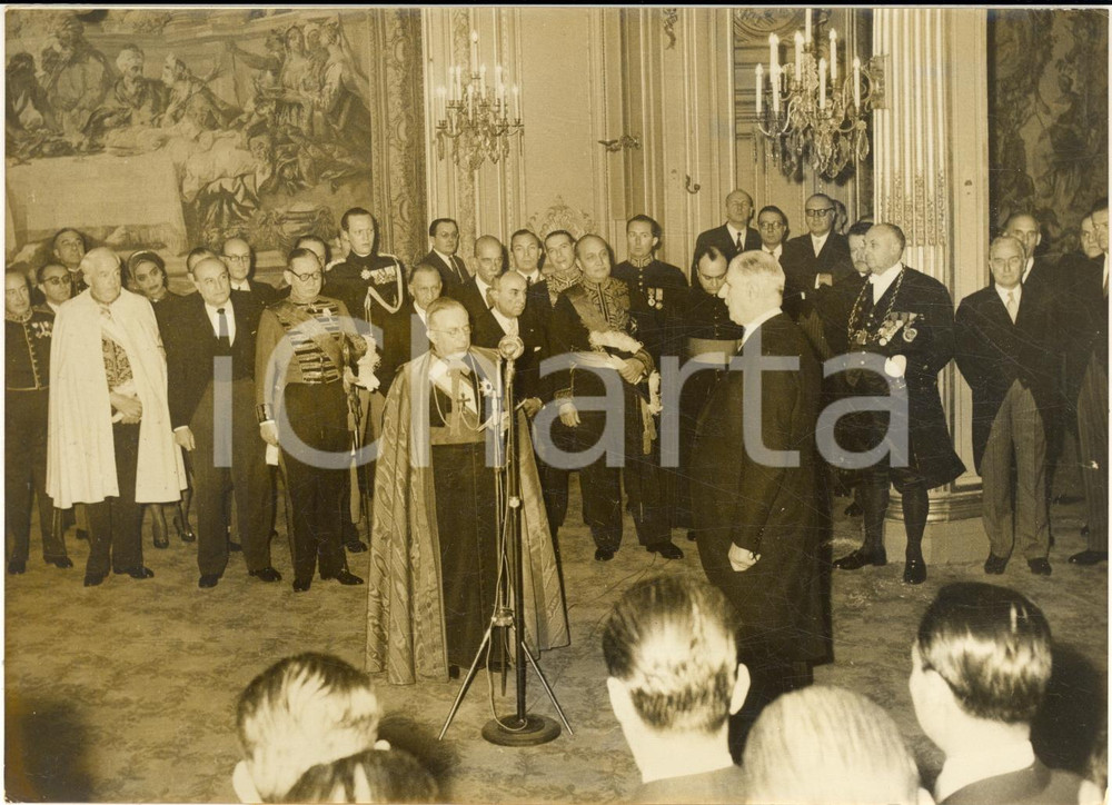 Fotografia d epoca originale 1959 PARIS ELYSEE GÃ©nÃ©ral DE GAULLE reÃ§oit Mgr Paolo MARELLA nonce apostolique 1