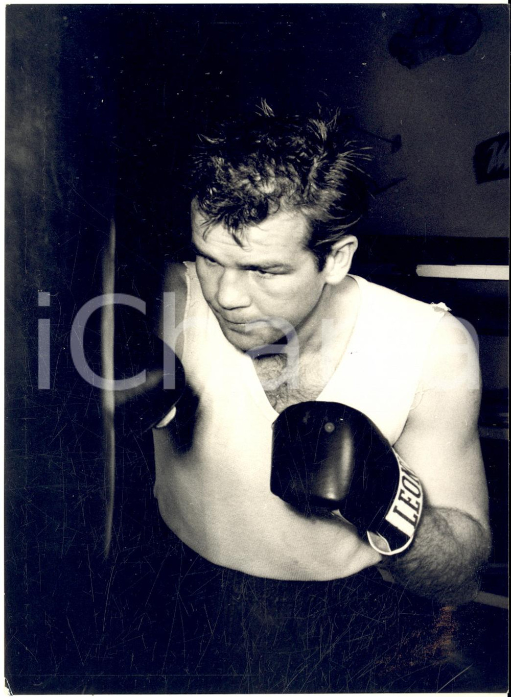 1958 MILANO BOXE Jay ANDERSON si allena per incontro con Italo SCORTICHINI