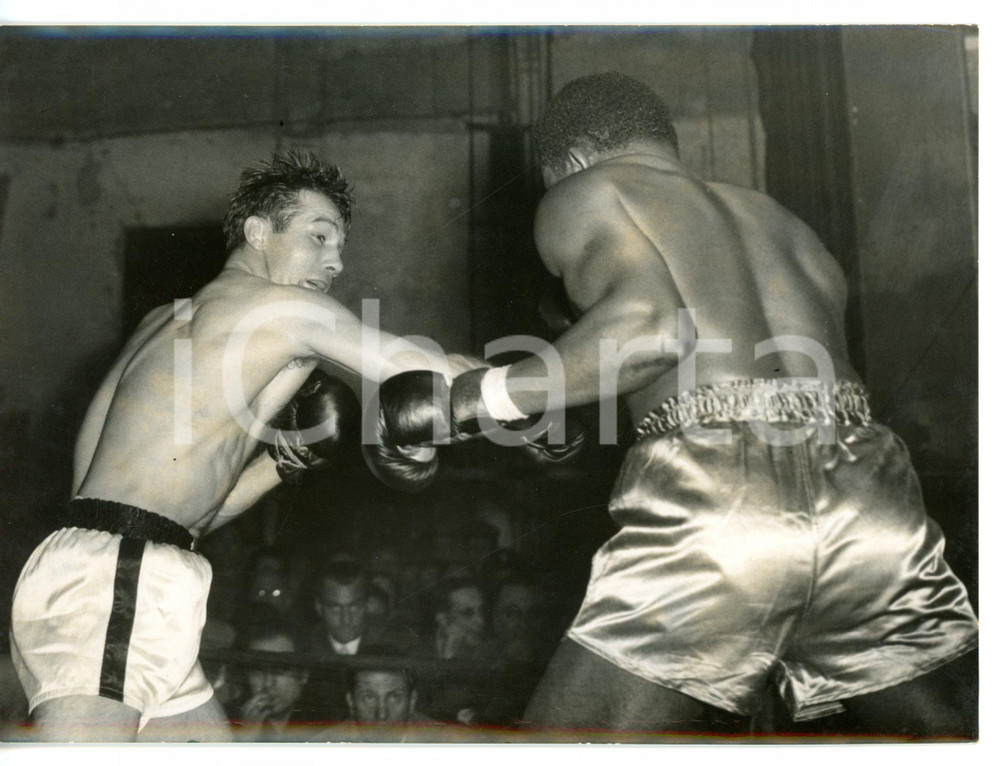 1955 MILANO BOXE Baby DAY schiva un gancio di Tiberio MITRI *Foto 18x13 cm