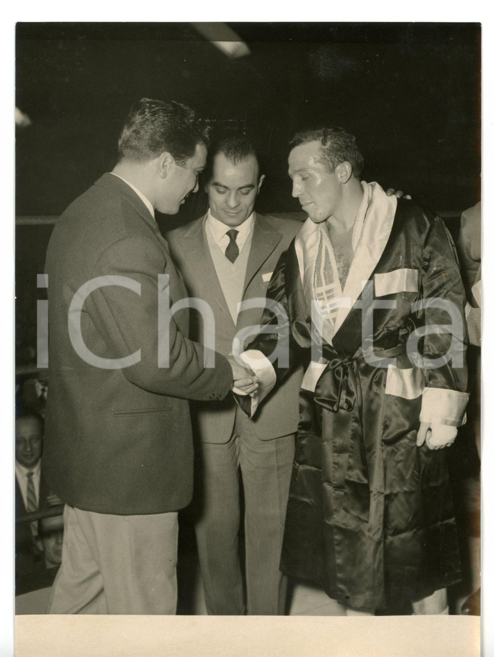 1955 MILANO BOXE Duilio LOI e Nazzareno GIANNELLI con Sergio MILAN *Foto 13x18