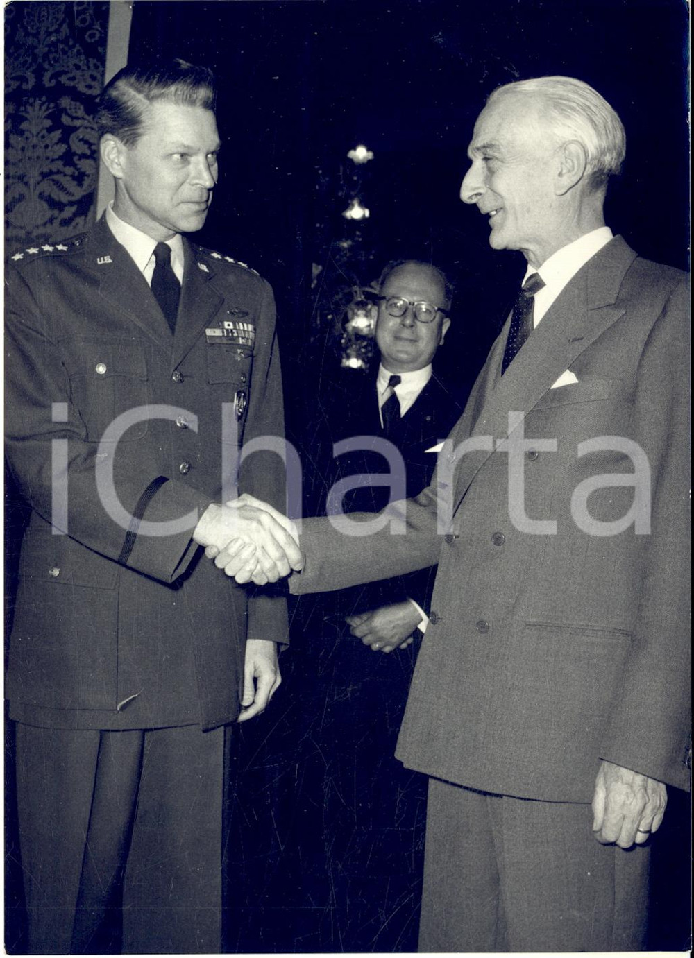 1957 ROMA Antonio SEGNI riceve il generale Lauris NORSTAD comandante NATO *Foto