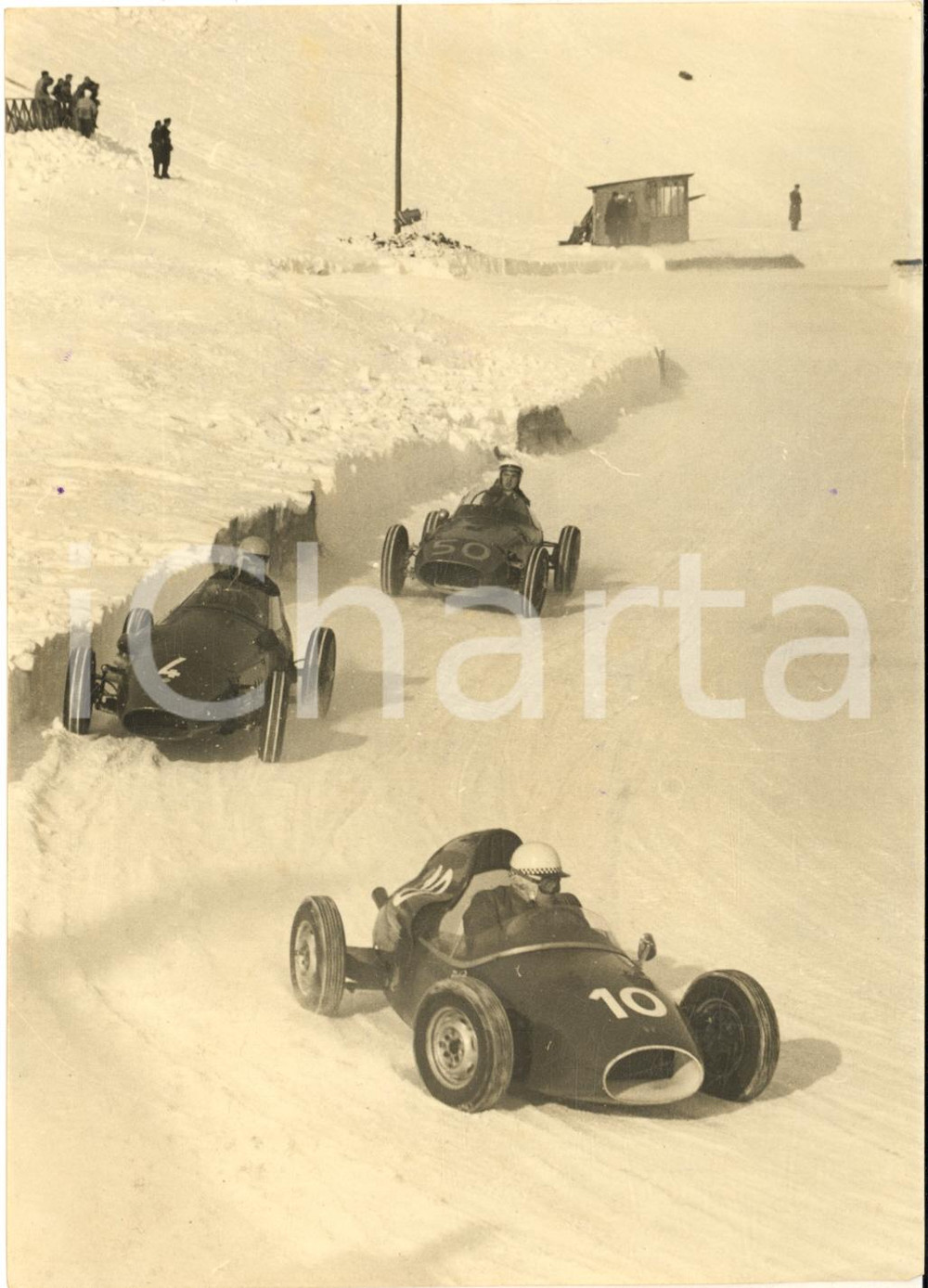 1959 CORTINA D'AMPEZZO Automobilismo - 1° ICE CAR - Prove ufficiali - Foto 13x18