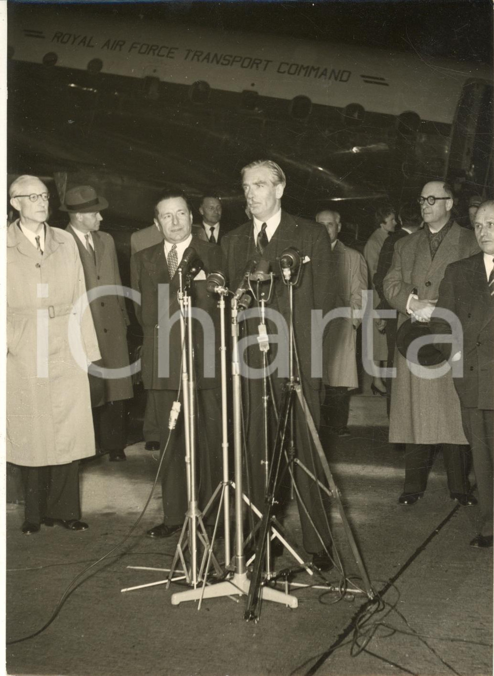 1954 Aeroporto di GINEVRA Sir Anthony EDEN in conferenza stampa - Foto 13x18 cm