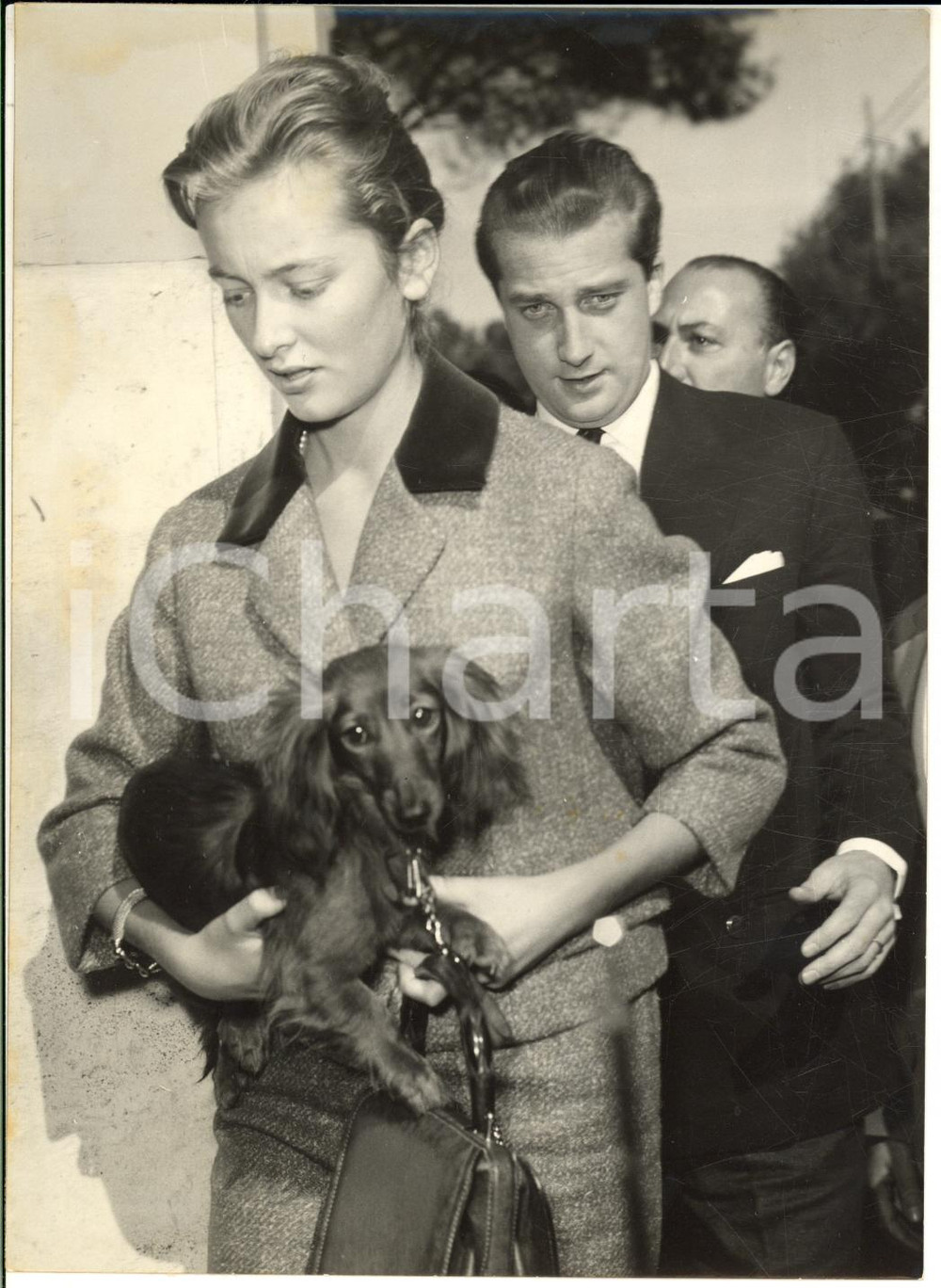 1959 ROMA Principi Alberto e Paola del Belgio a colazione con il cane *Foto