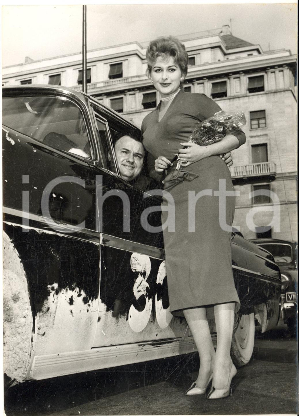 1957 GENOVA RALLY DEL CINEMA Luciano TAJOLI e Rita GIANNUZZI - Foto 13x18 cm