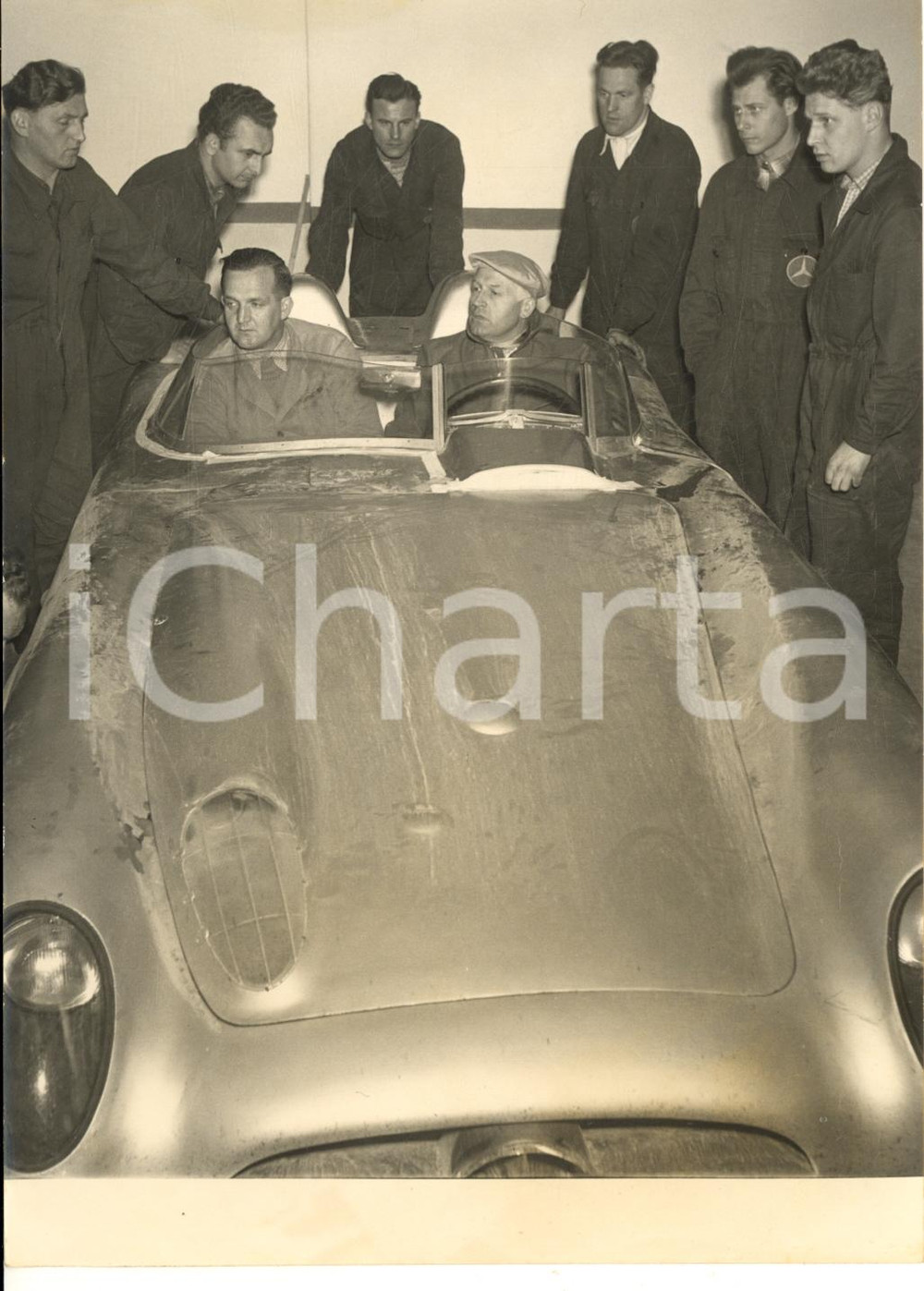 1955 BRESCIA MILLE MIGLIA Karl KLING su MERCEDES agli allenamenti *Foto