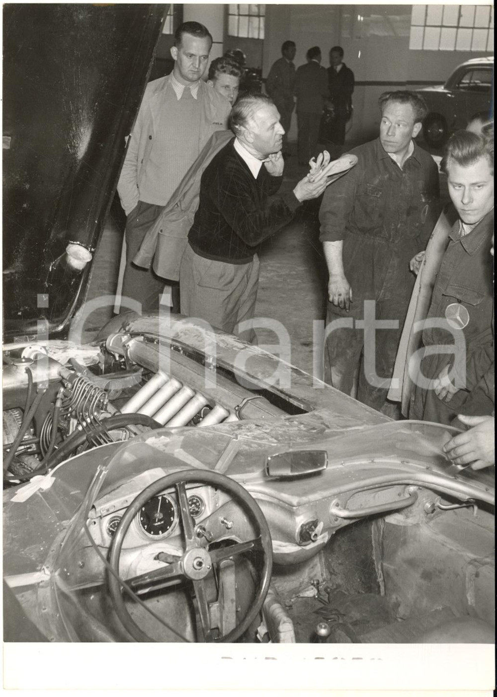 1955 BRESCIA Karl KLING agli allenamenti MERCEDES per la MILLE MIGLIA *Foto