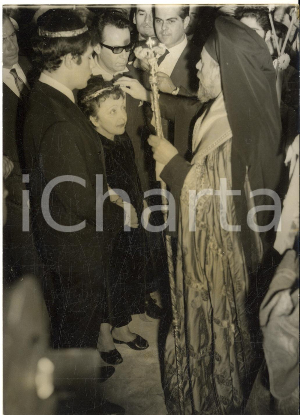 1962 PARIS Nozze Edith PIAF - Théo SARAPO con rito ortodosso *Foto 13x18 cm