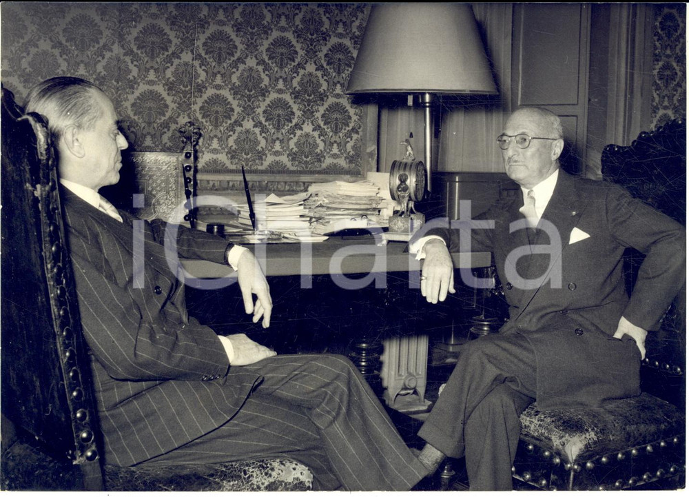 1957 ROMA Ambasciatore James ZELLERBACH ricevuto da Gaetano MARTINO - Foto