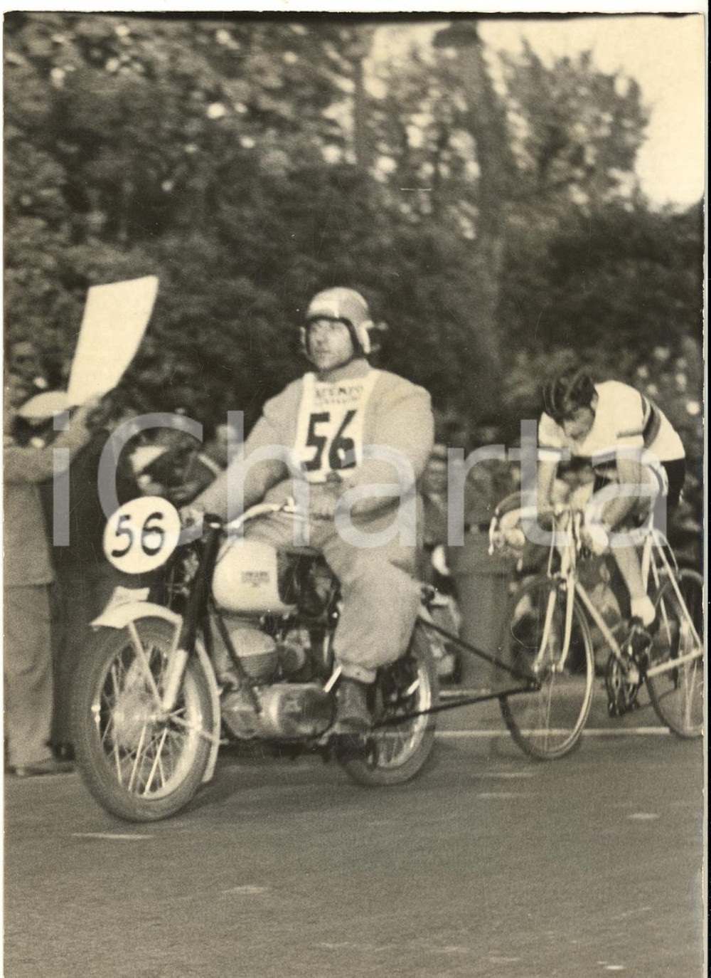 1954 ROMA GP Ciclomotoristico delle Nazioni - Fausto COPPI all'arrivo *Foto
