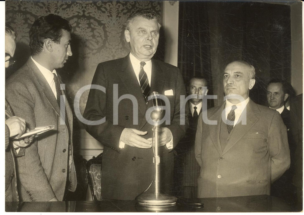 1958 ROMA Amintore FANFANI riceve John DIEFENBAKER al Viminale *Foto 18x13 cm