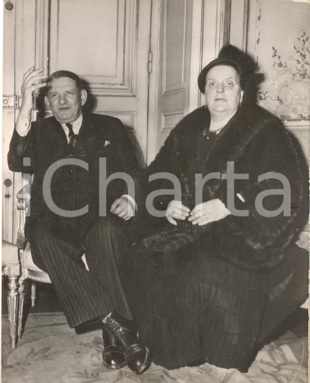 1954 PARIS René e Germaine COTY dopo le elezioni presidenziali *Foto 13x18 cm
