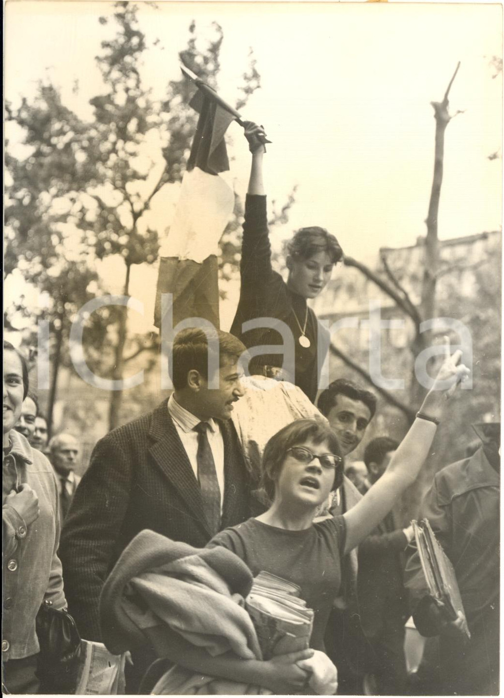 1958 PARIS Avenue des Champs-Elysées - Folla per Charles DE GAULLE presidente